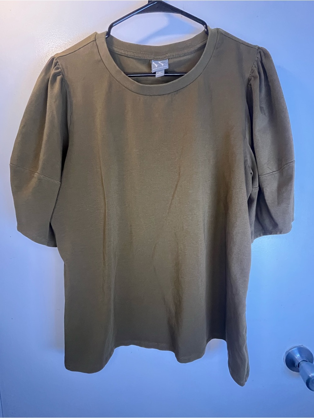 Worthington Olive Puff Sleeve Short-Sleeve Tee